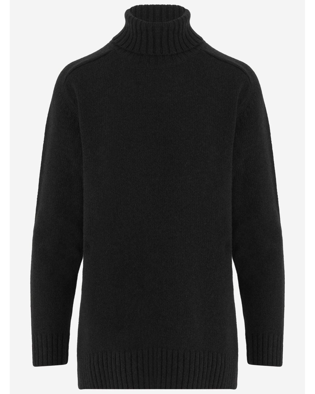 Bruno Manetti Black Turtleneck Sweater Wool And Cashmere Virgin