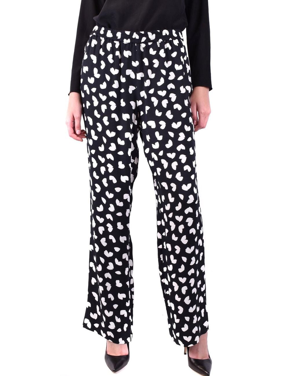 Michael Kors Black Floral Print Trousers With Front Pockets