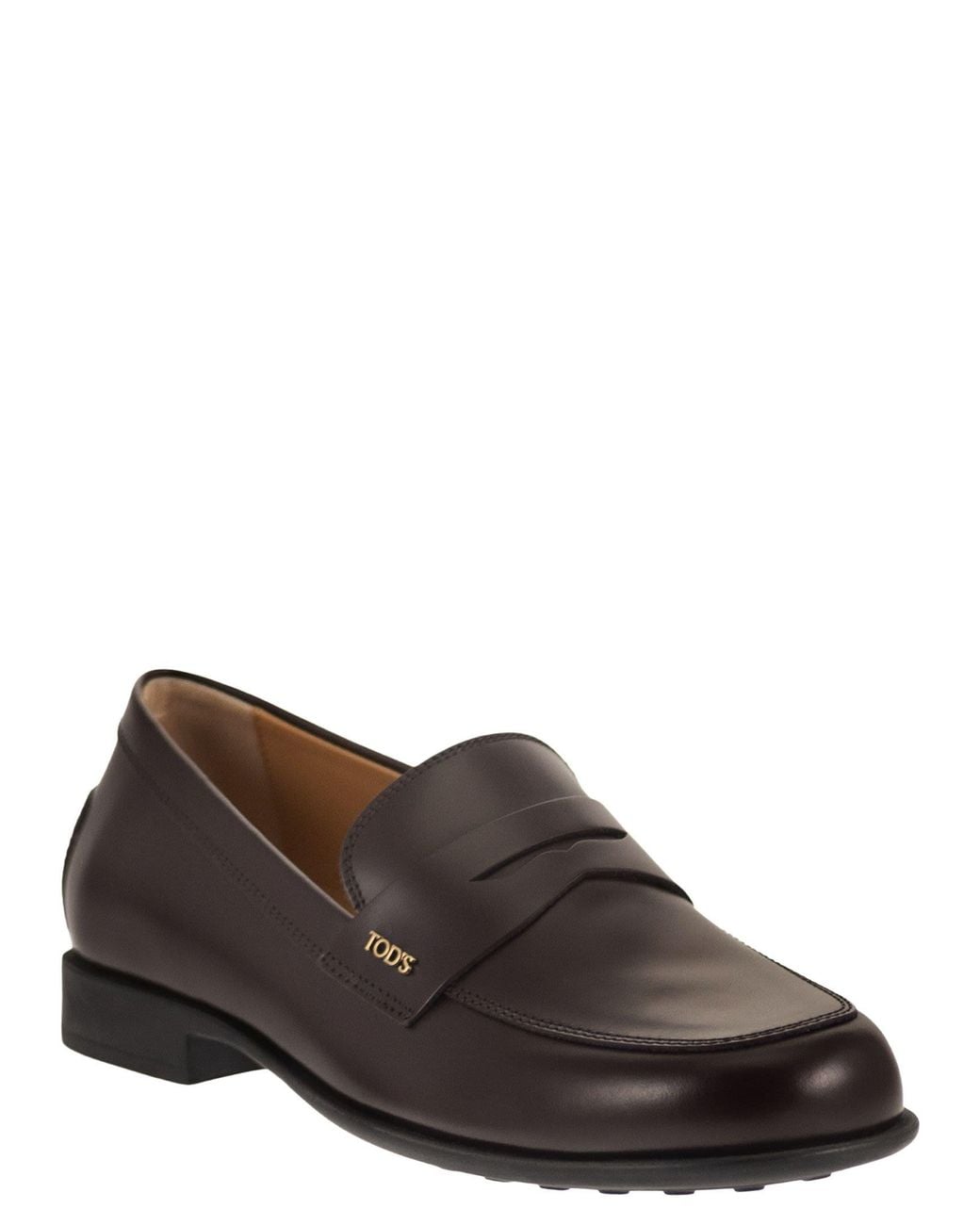 Tod's Brown Calfskin Leather Loafers With Logo Detail