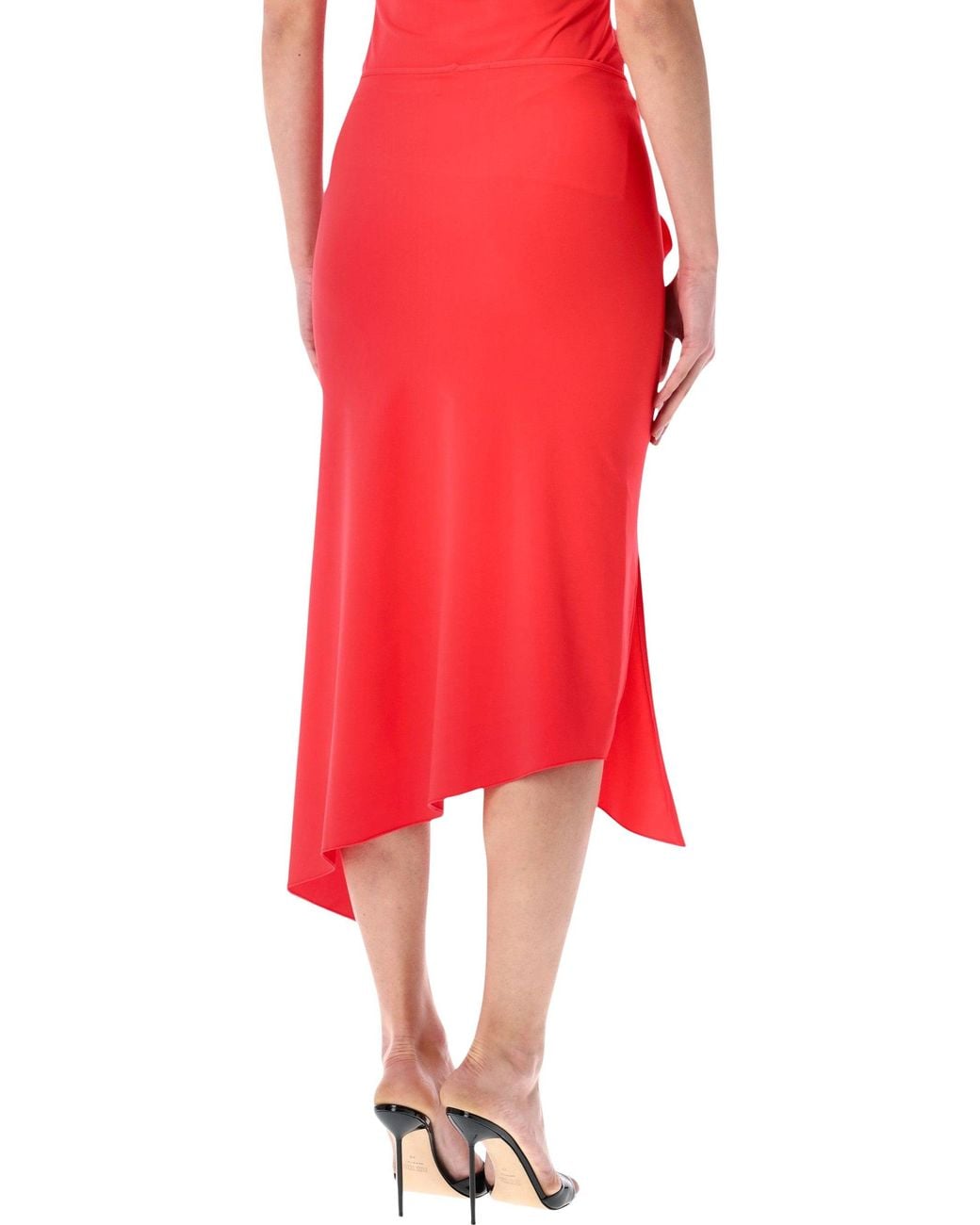 Coperni Red Flower Asymmetric Skirt