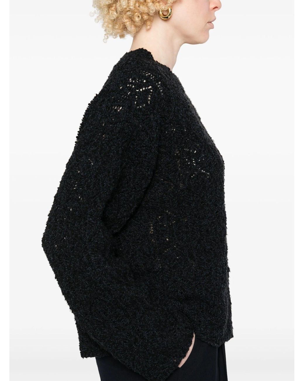 Loulou de Saison Black Lace Stitch Sweater