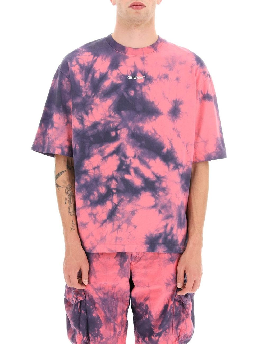Off-White c/o Virgil Abloh Pink Arrow Tie-dye Oversized T-shirt for men