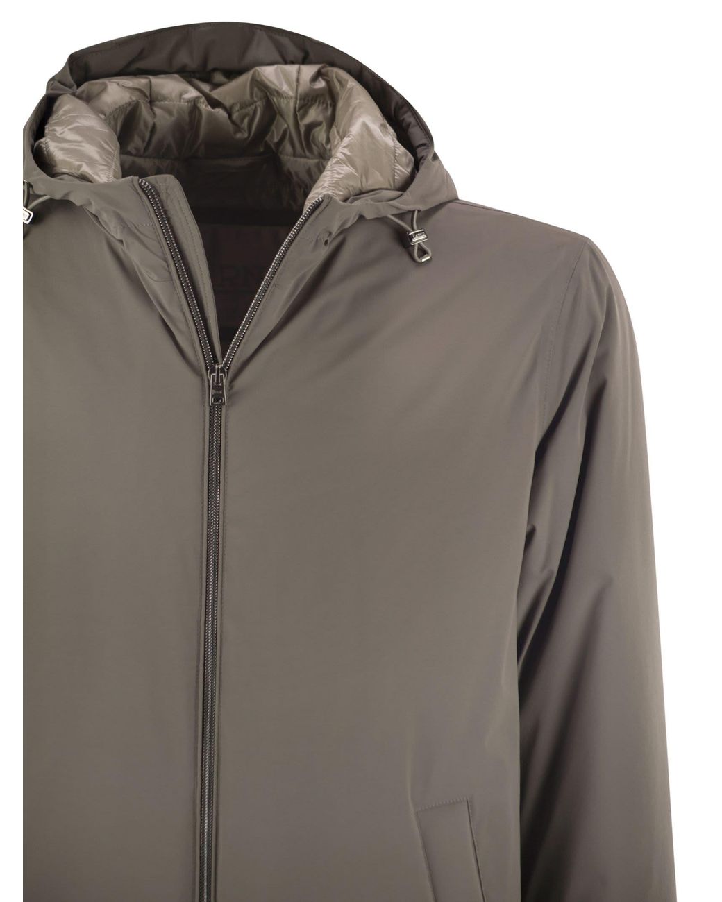 Herno Gray Long Nylon Jacket for men