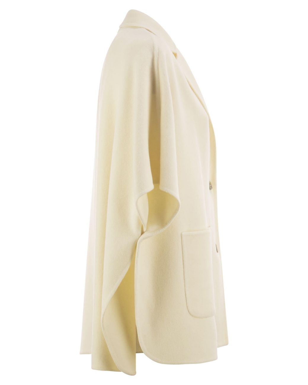 Herno Natural Double Wool Cape With Lapel Collar