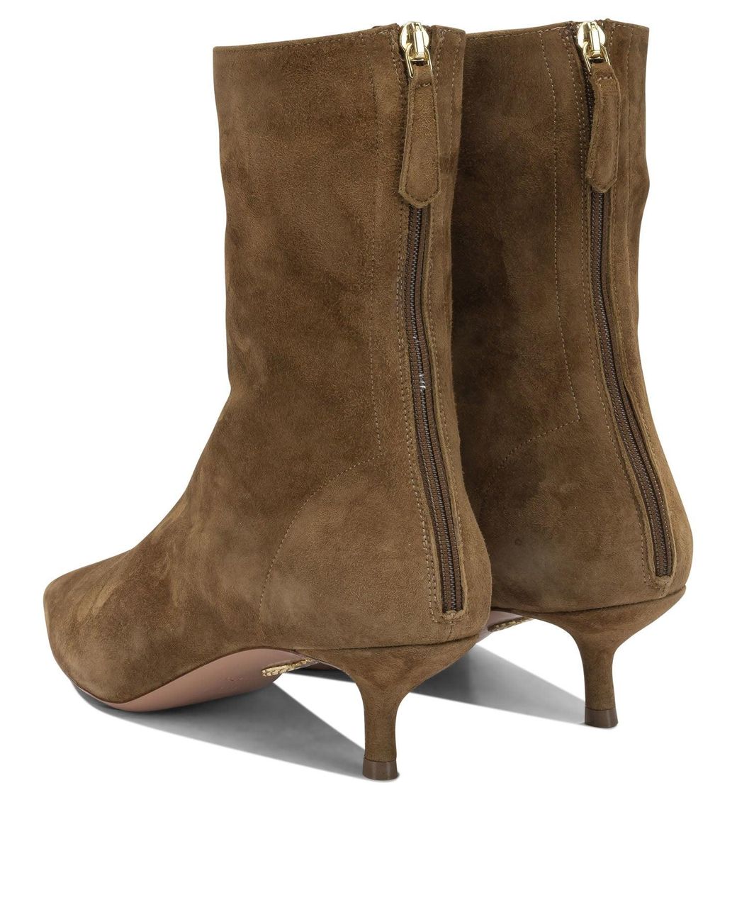 Aquazzura Brown "Montmartre 50Mm" Ankle Boots With Zipper