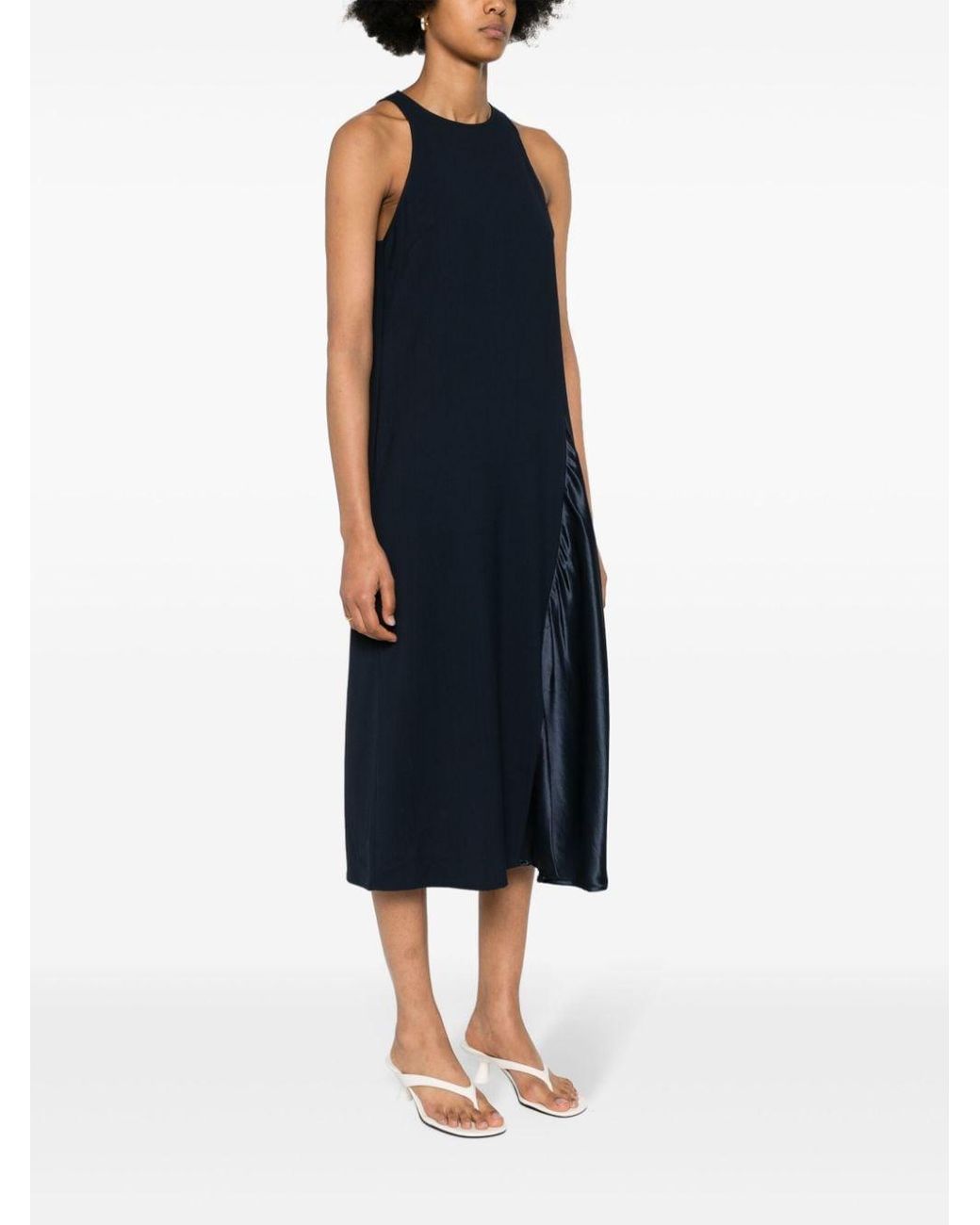 Erika Cavallini Semi Couture Blue Cady-Texture Midi Dress