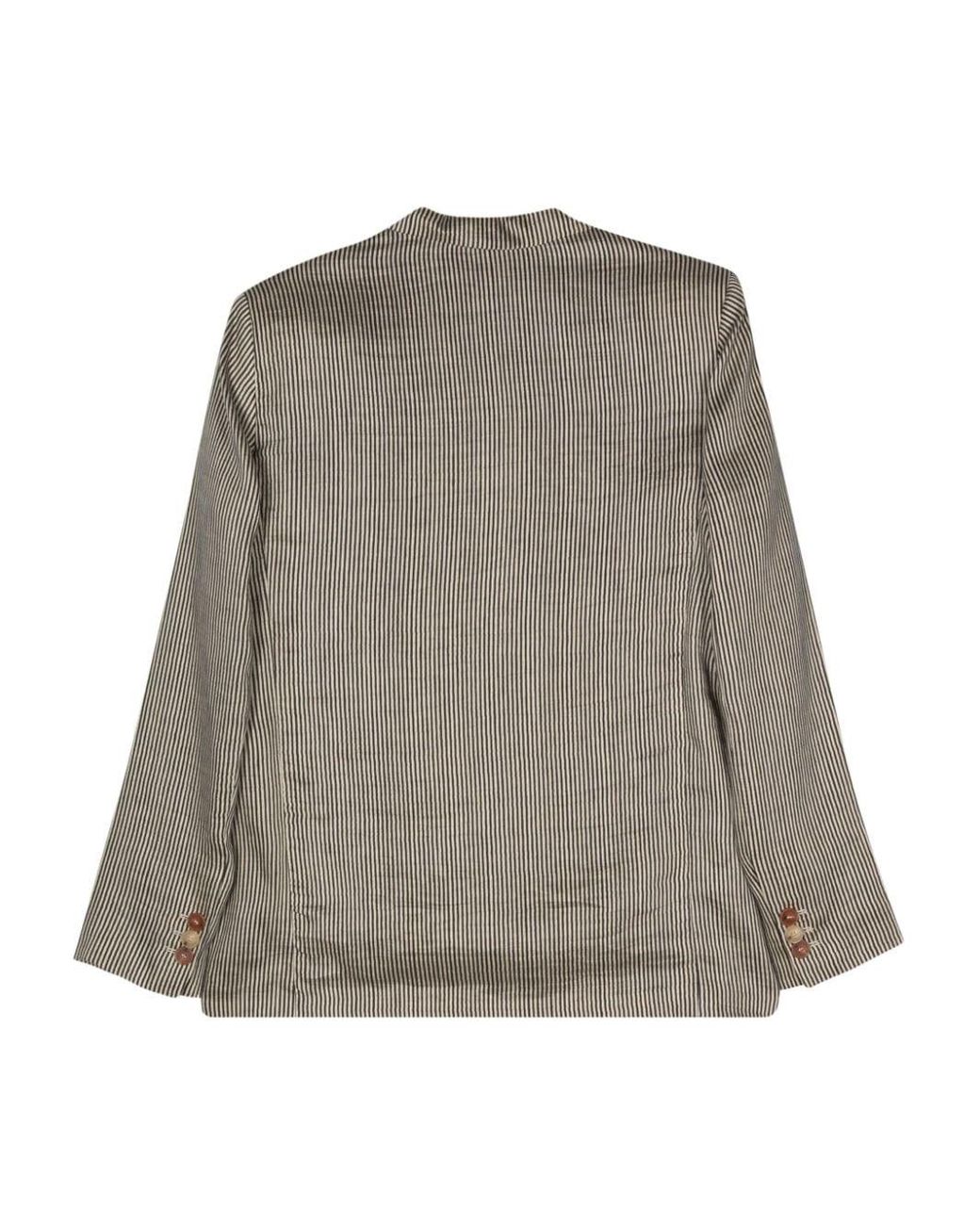 Alysi Gray Striped Single-Breasted Blazer