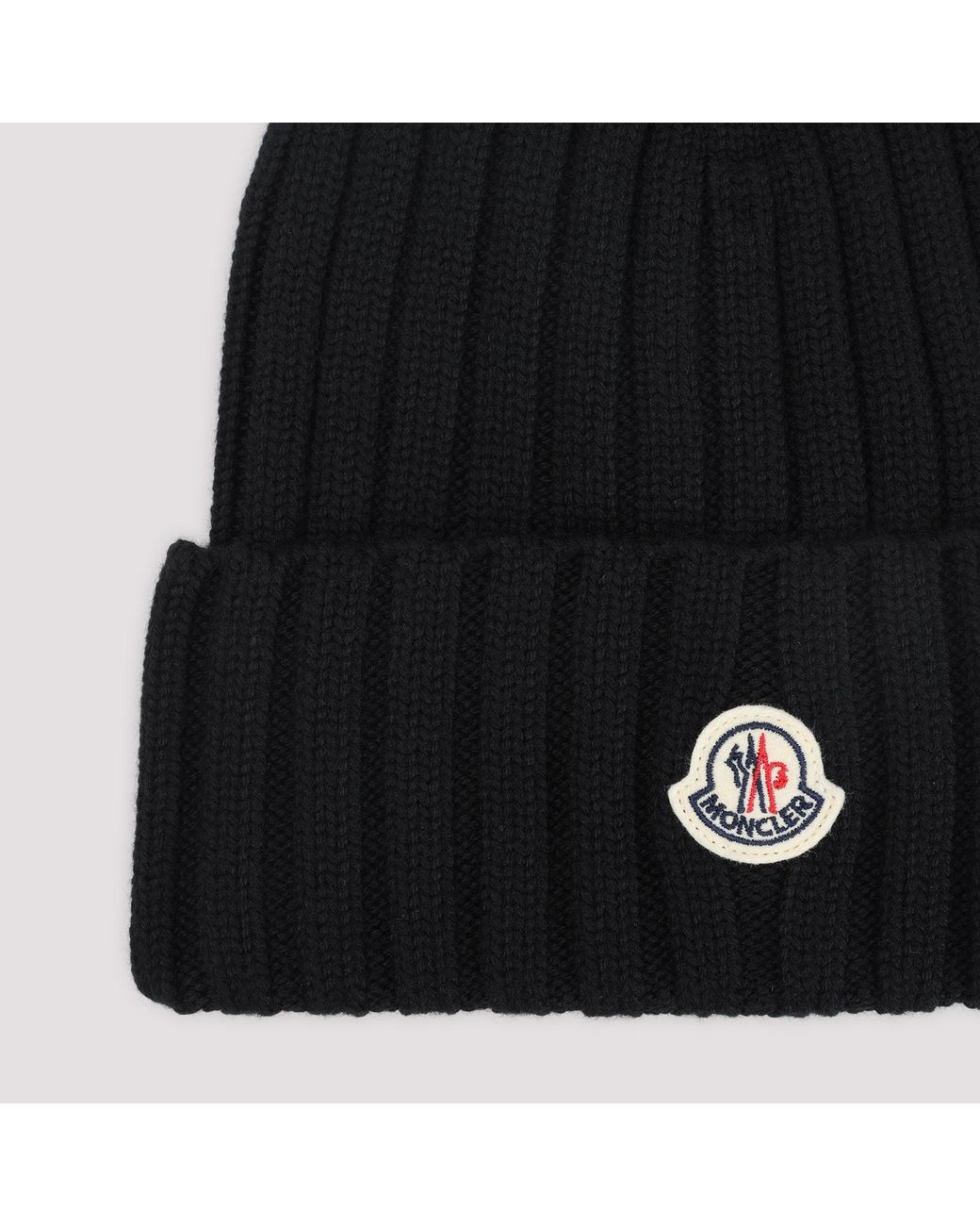 Moncler Black Virgin Wool Hat