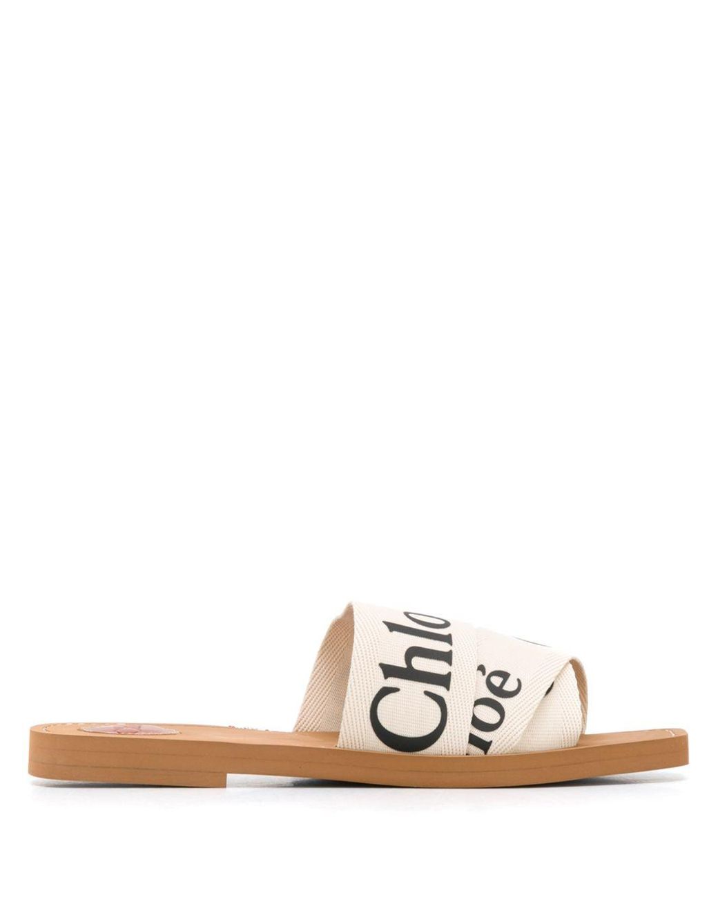 Chloé White Woody Flat Sandals