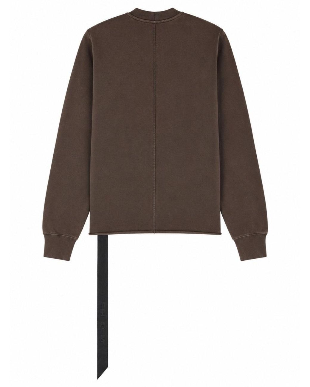 Rick Owens Brown Asymmetrical Hem Long-Sleeve Cotton T-Shirt for men