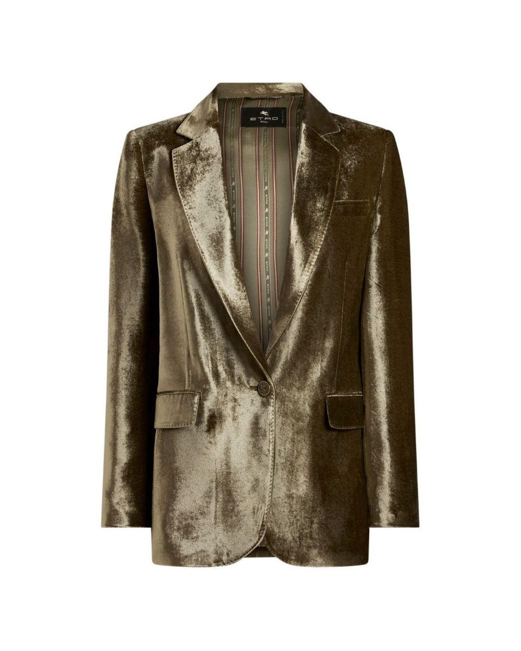 Etro Green Velvet Single-Breasted Blazer Jacket