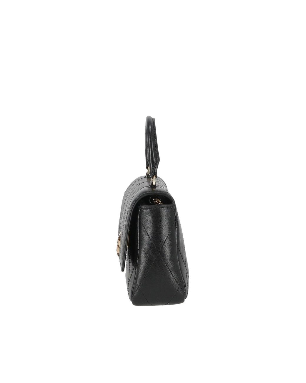 Tory Burch Black Charlie Quilted Top Handle Chain Wallet