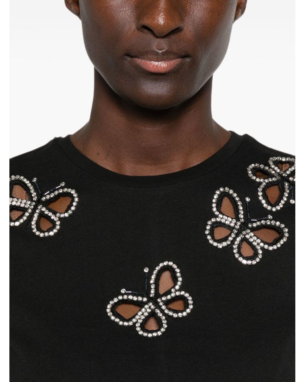 Alice + Olivia Black Cindy Cut-Out T-Shirt