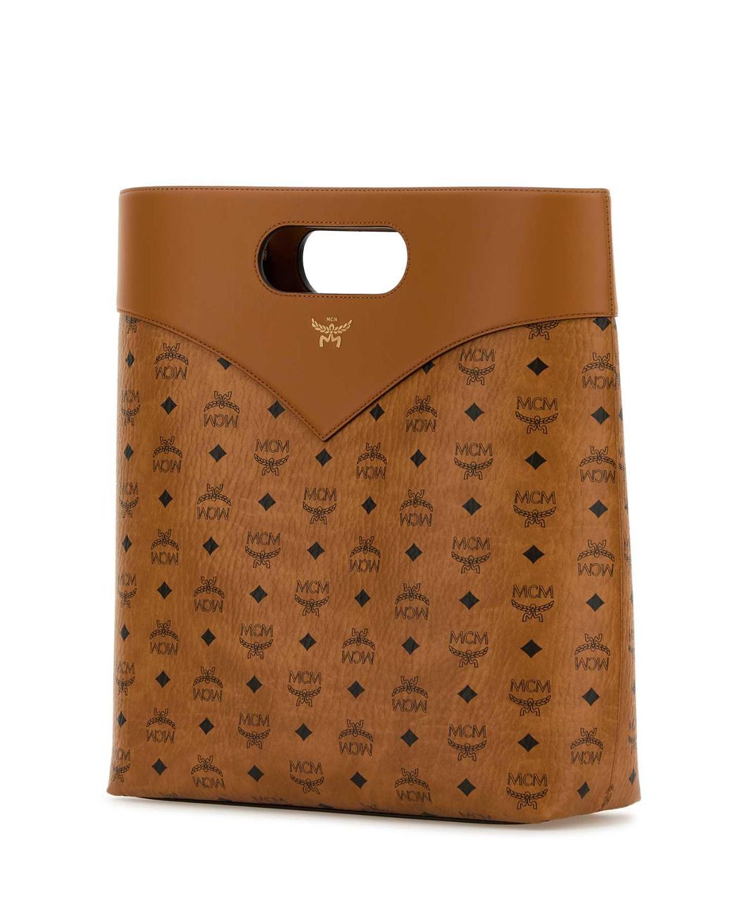 MCM Brown Vestos Print Leather Tote Bag for men