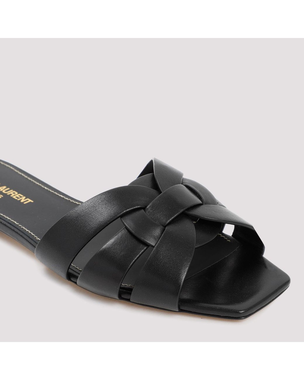 Saint Laurent Black Leather Tribute Flats