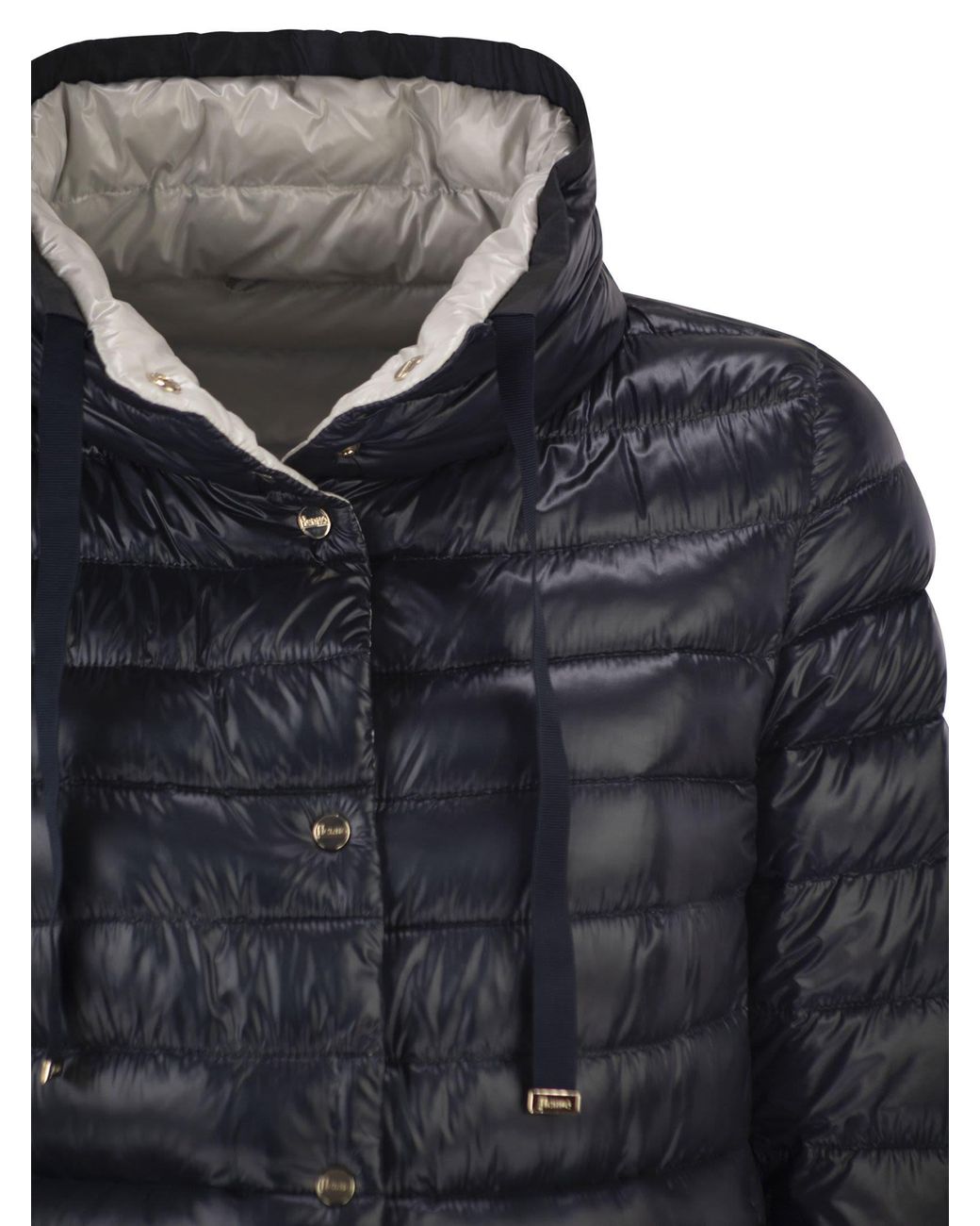 Herno Black Reversible Ultra-Light Nylon Down Jacket With Funnel Neck