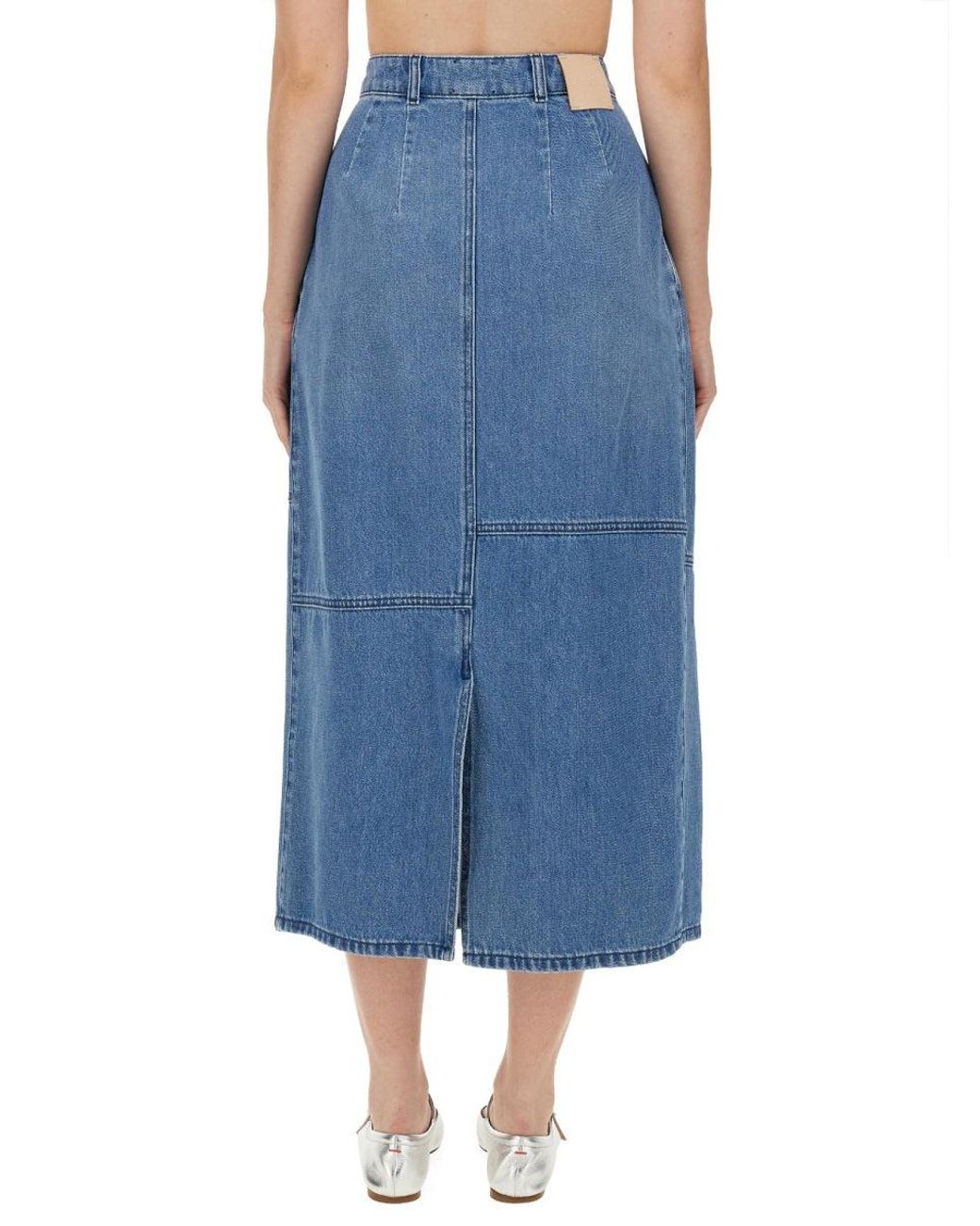Alysi Blue Midi Skirt