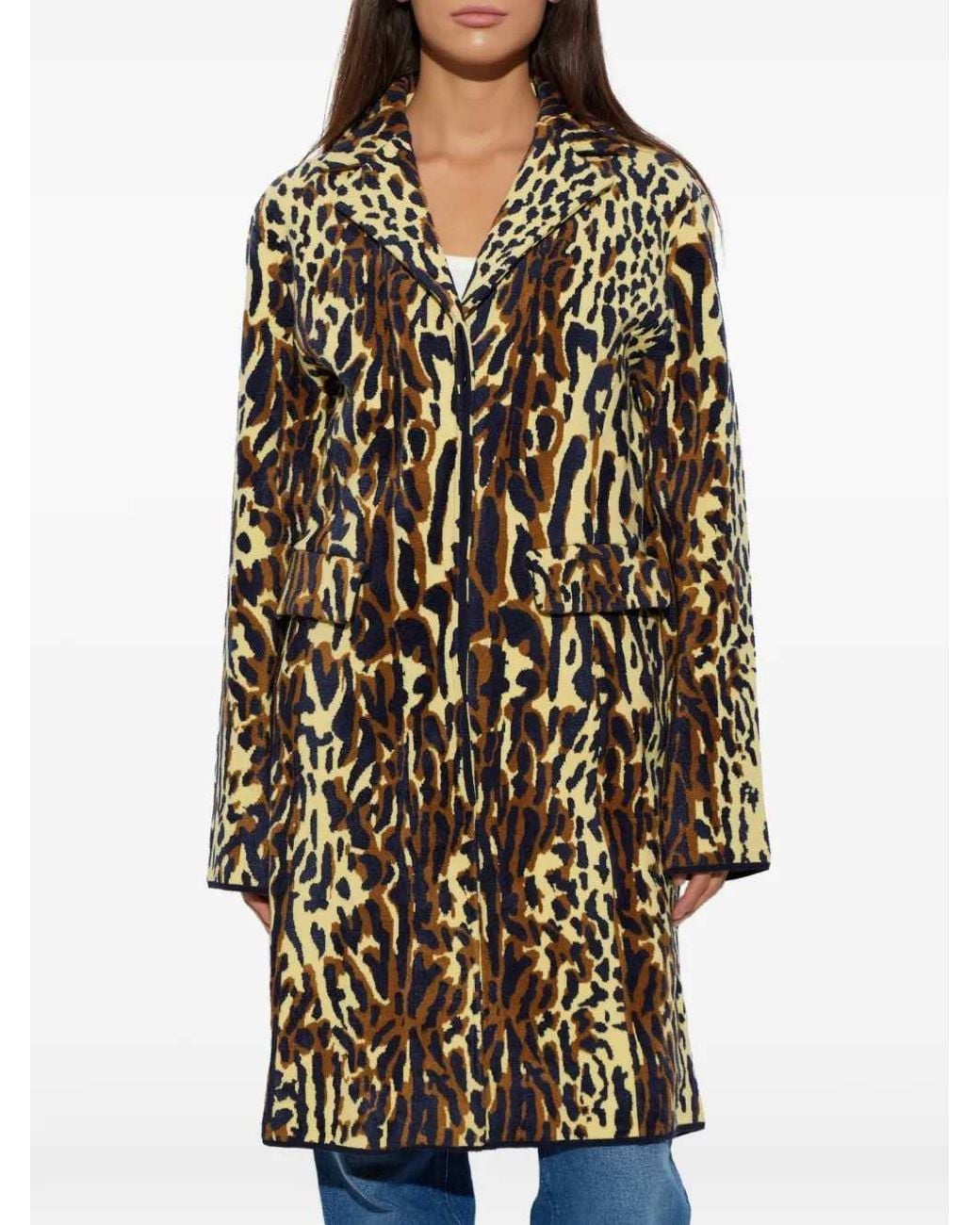 Marni White Animal-Print Wool Chenille Coat