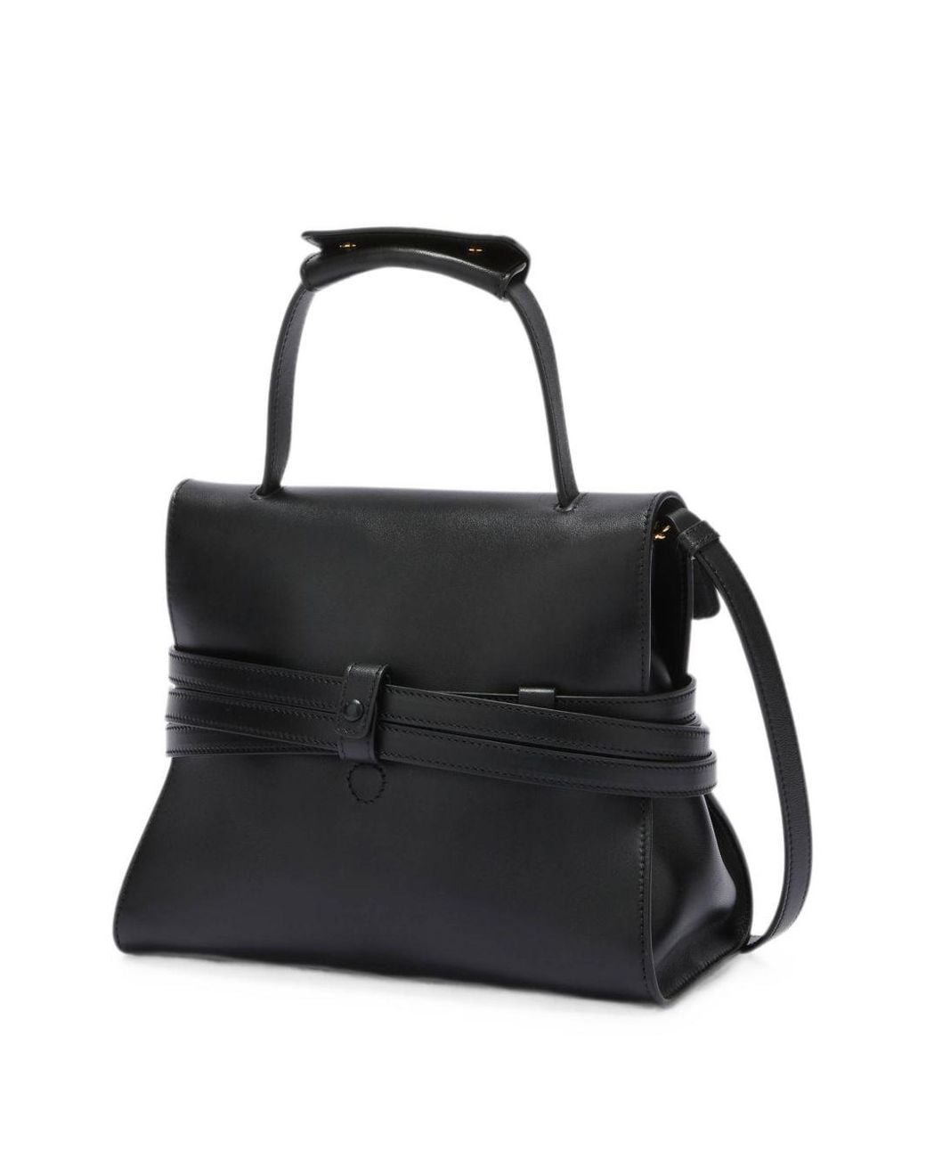 Moschino Black Sheepskin Foldover Top Handle Bag