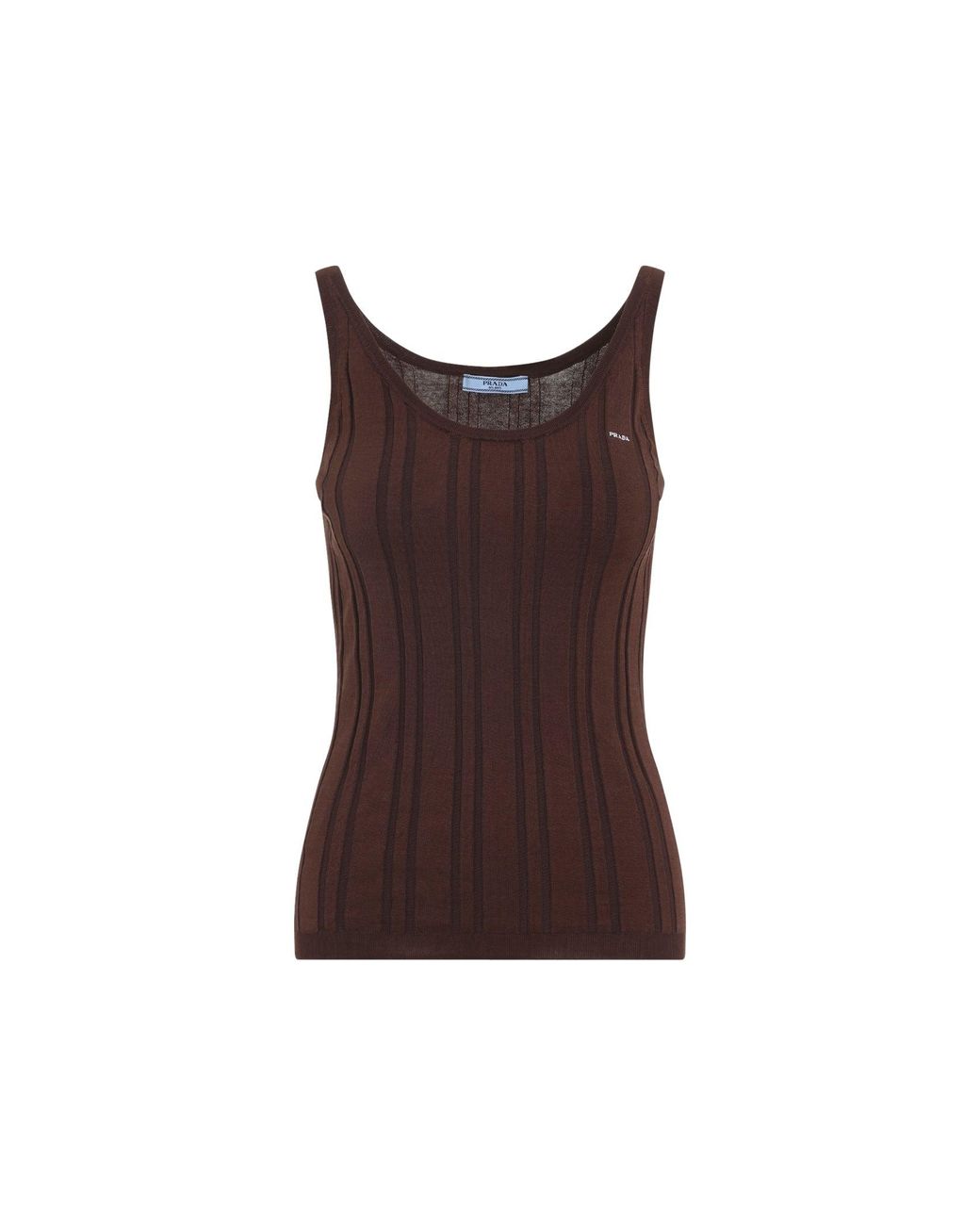 Prada Brown Tabacco Ribbed Knit Tank Top