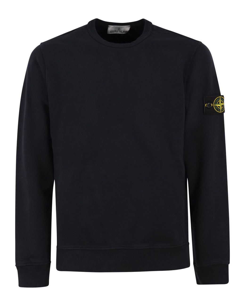 Stone Island Blue Cotton Crew Neck Sweatshirt With Compass Badge