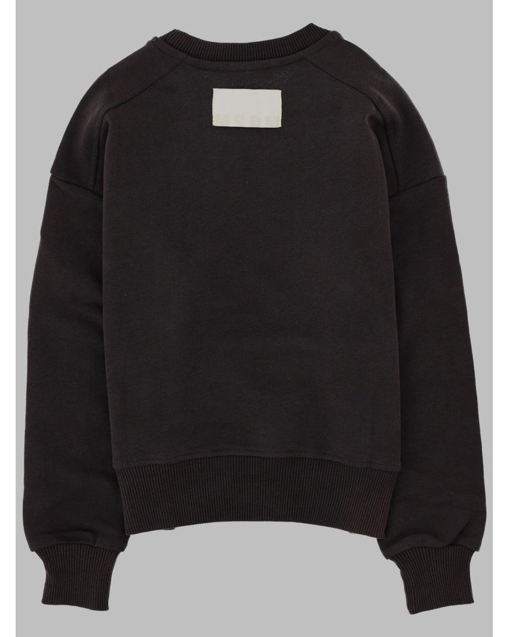 MSGM Black Kids Logo Crewneck Cotton Sweatshirt