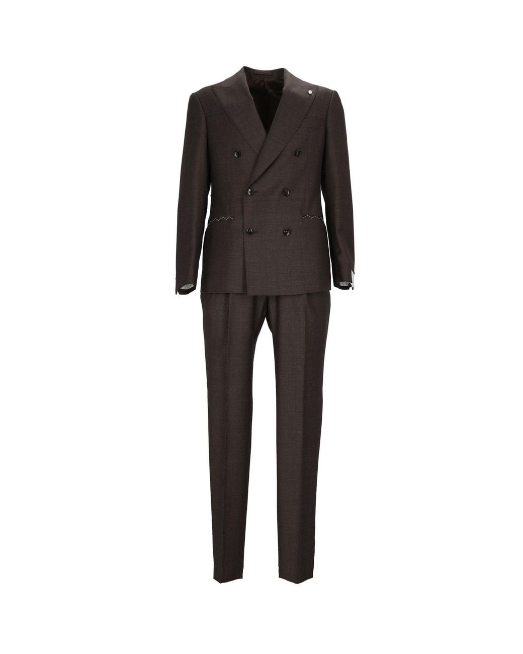LUIGI BIANCHI SARTORIA Black Drop 7 Double-Breasted Suit for men