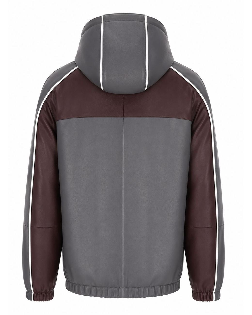 LA ROSE Gray Hooded Leather Vintage Jacket
