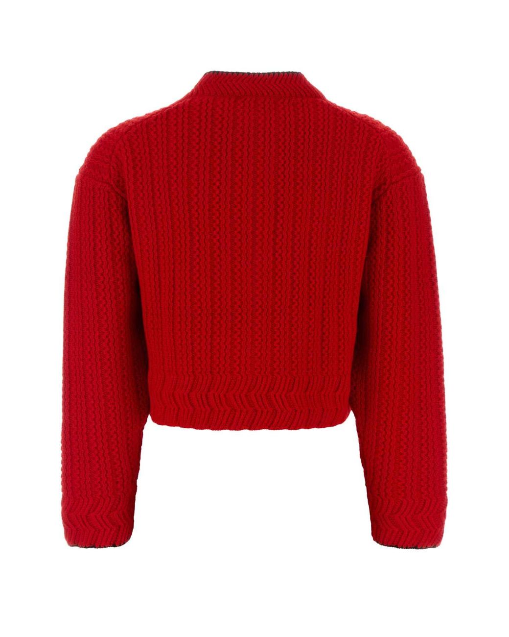 Chloé Red Wool Blend Cardigan With Silk & Cashmere