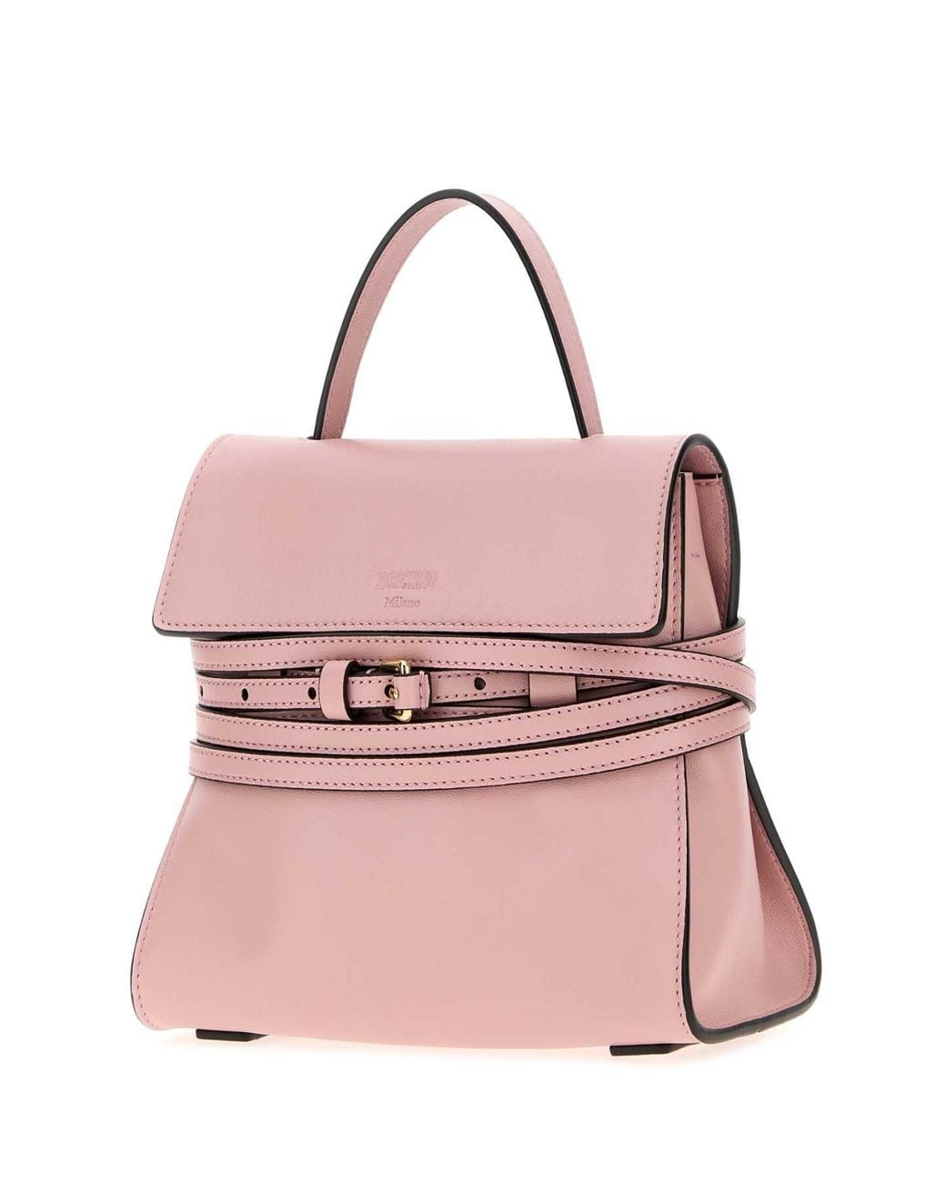 Moschino Pink Nappa Leather Small Tie Me Handbag