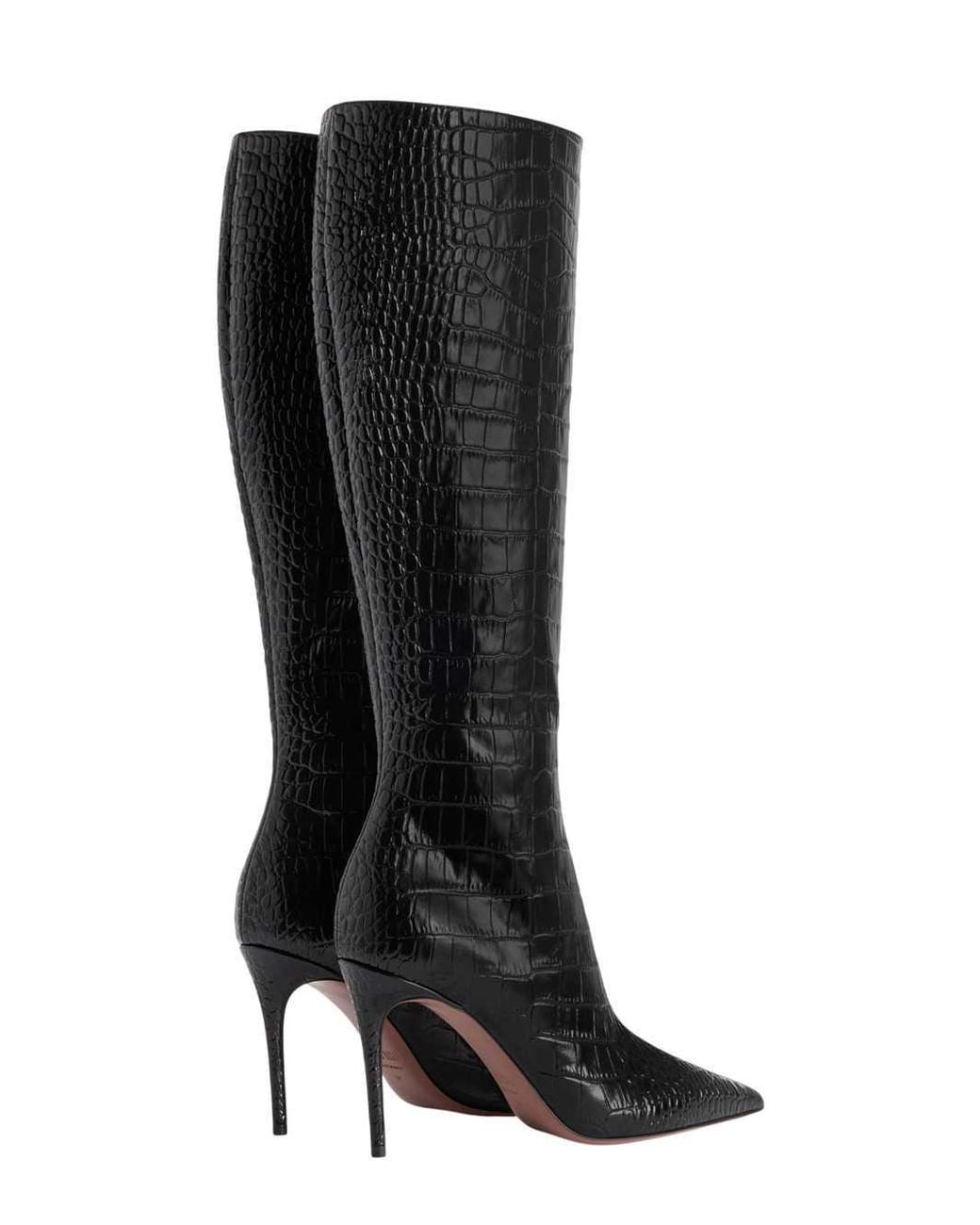 Paris Texas Black Crocodile-Effect Boot