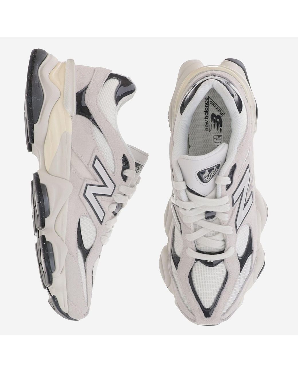 New Balance White Sneakers 9060 Suede/Mesh Trainers