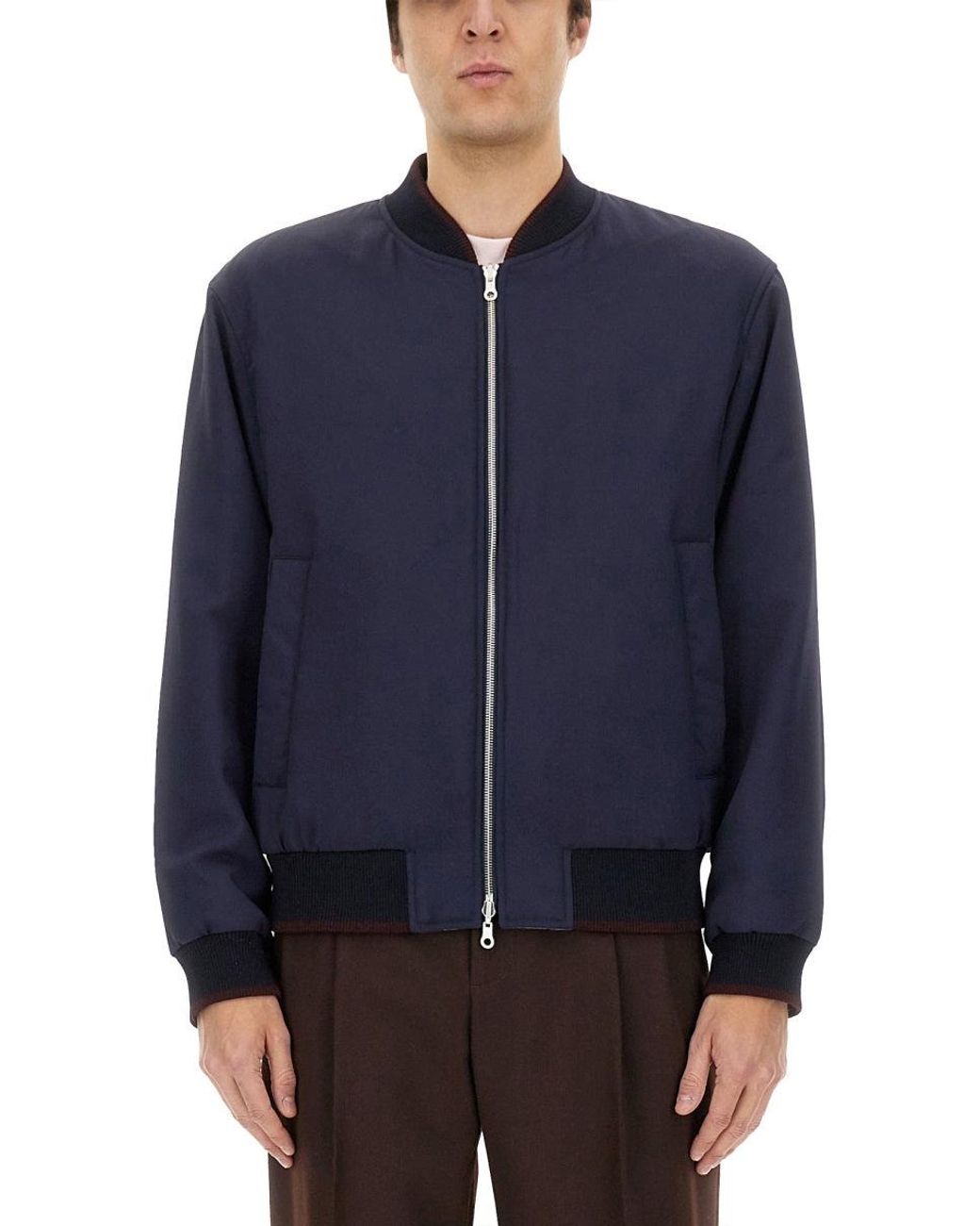 Dries Van Noten Blue Reversible Bomber Jacket for men