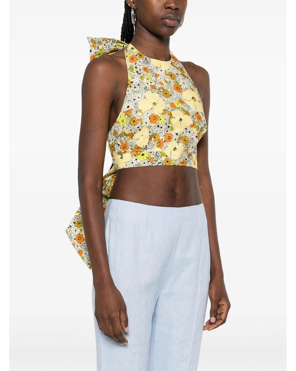 ALÉMAIS Metallic Blossom Halter Neck Top