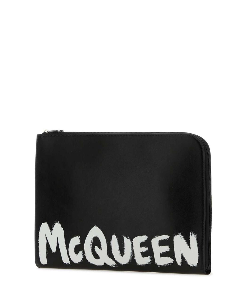 McQueen Black Graffiti Leather Pouch for men