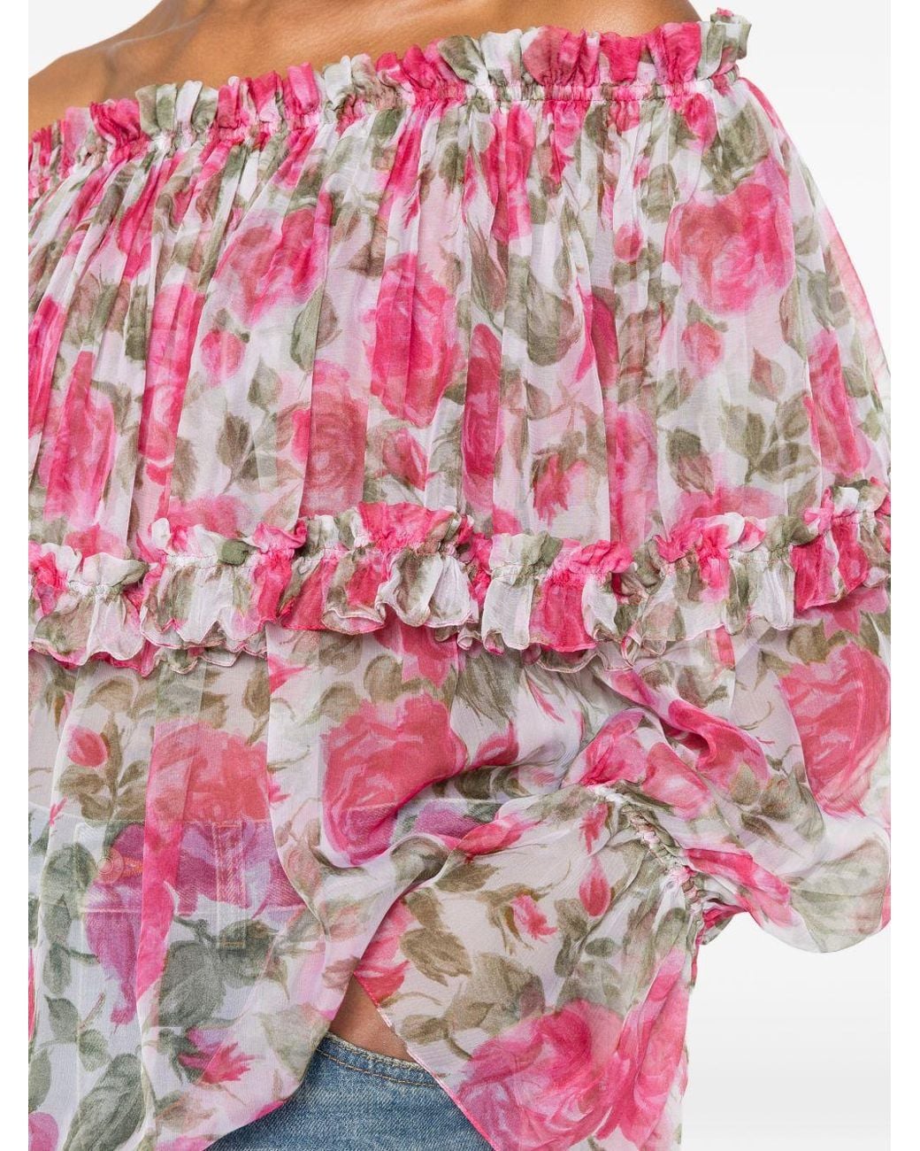 Chloé Pink Printed Silk Blouse