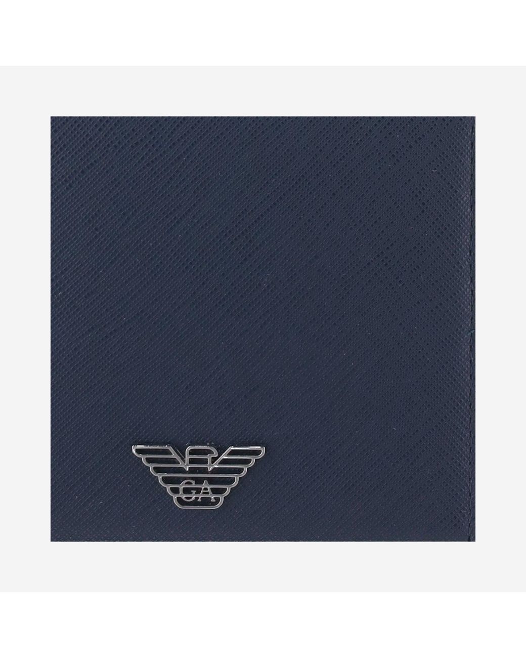 Emporio Armani Blue Bifold Card Holder With Logo