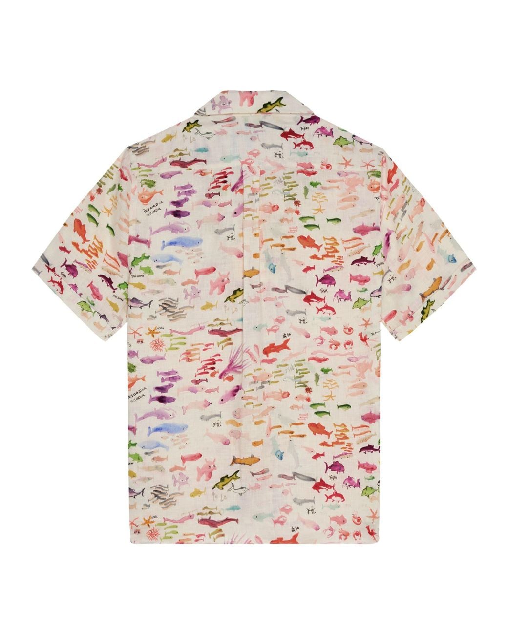 Vilebrequin Pink Linen Shirt With Multicolour Marine Print for men