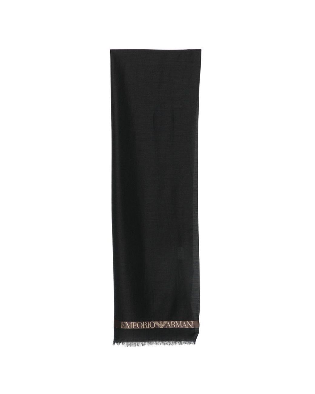 Emporio Armani Black Logo Wool Blend Scarf