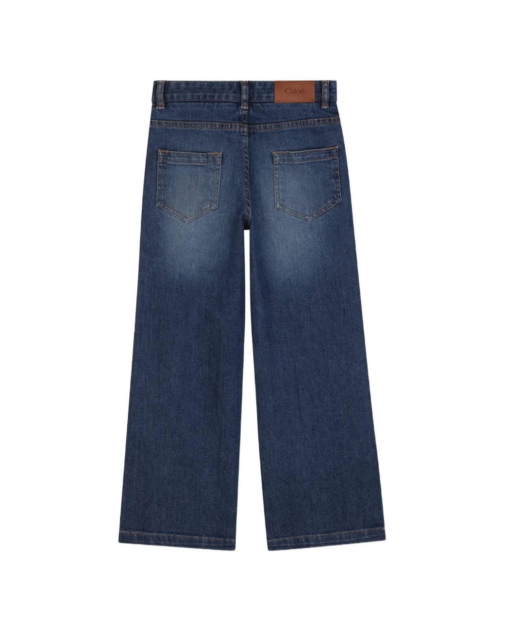 Chloé Blue Girls 5-Pocket Logo-Back Jeans