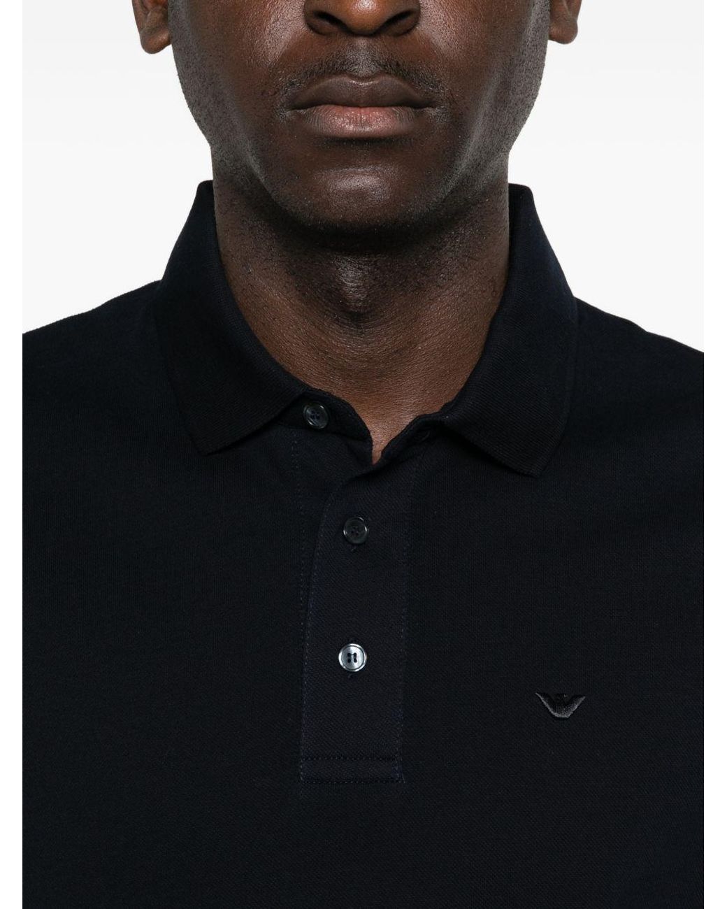 Emporio Armani Black Logo Cotton Polo Shirt for men