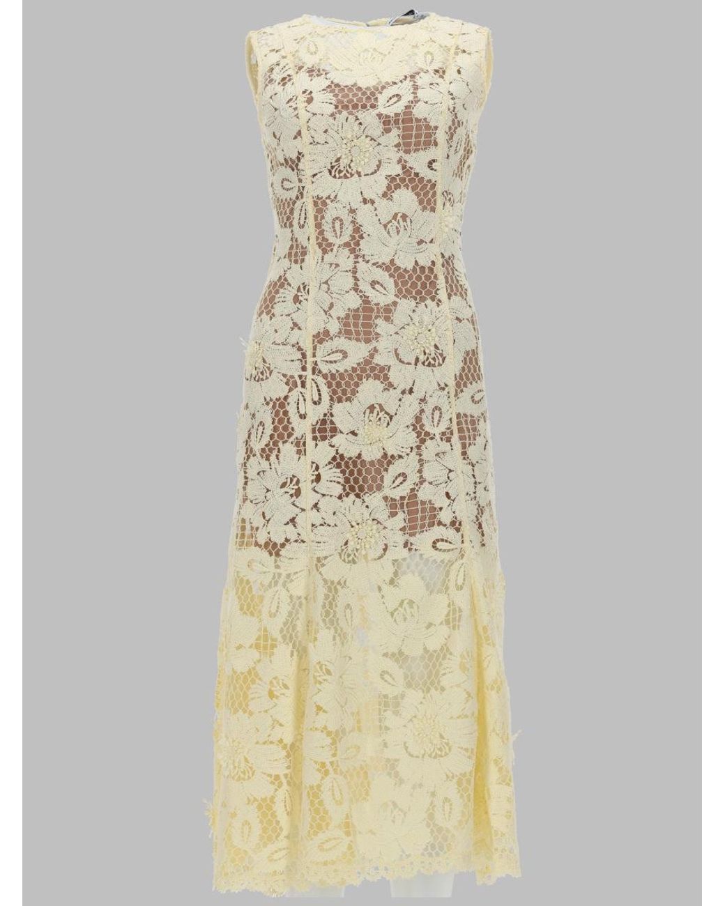 Self-Portrait White Midi Crochet Dress