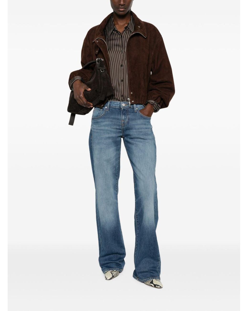 Seven7 Blue Low Straight Denim Jeans