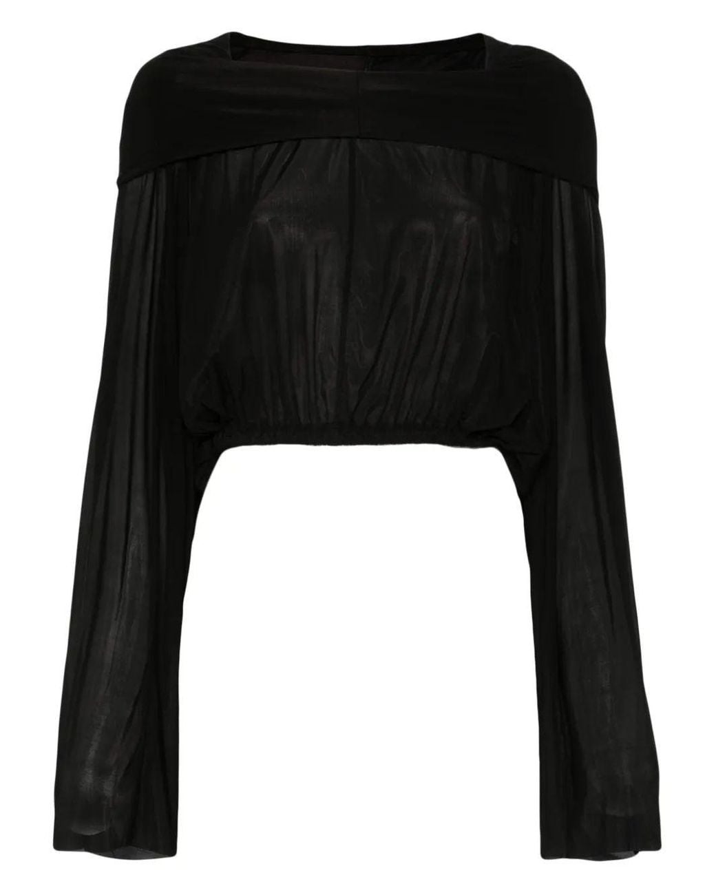 Rick Owens Black Cropped Hooded Tunic