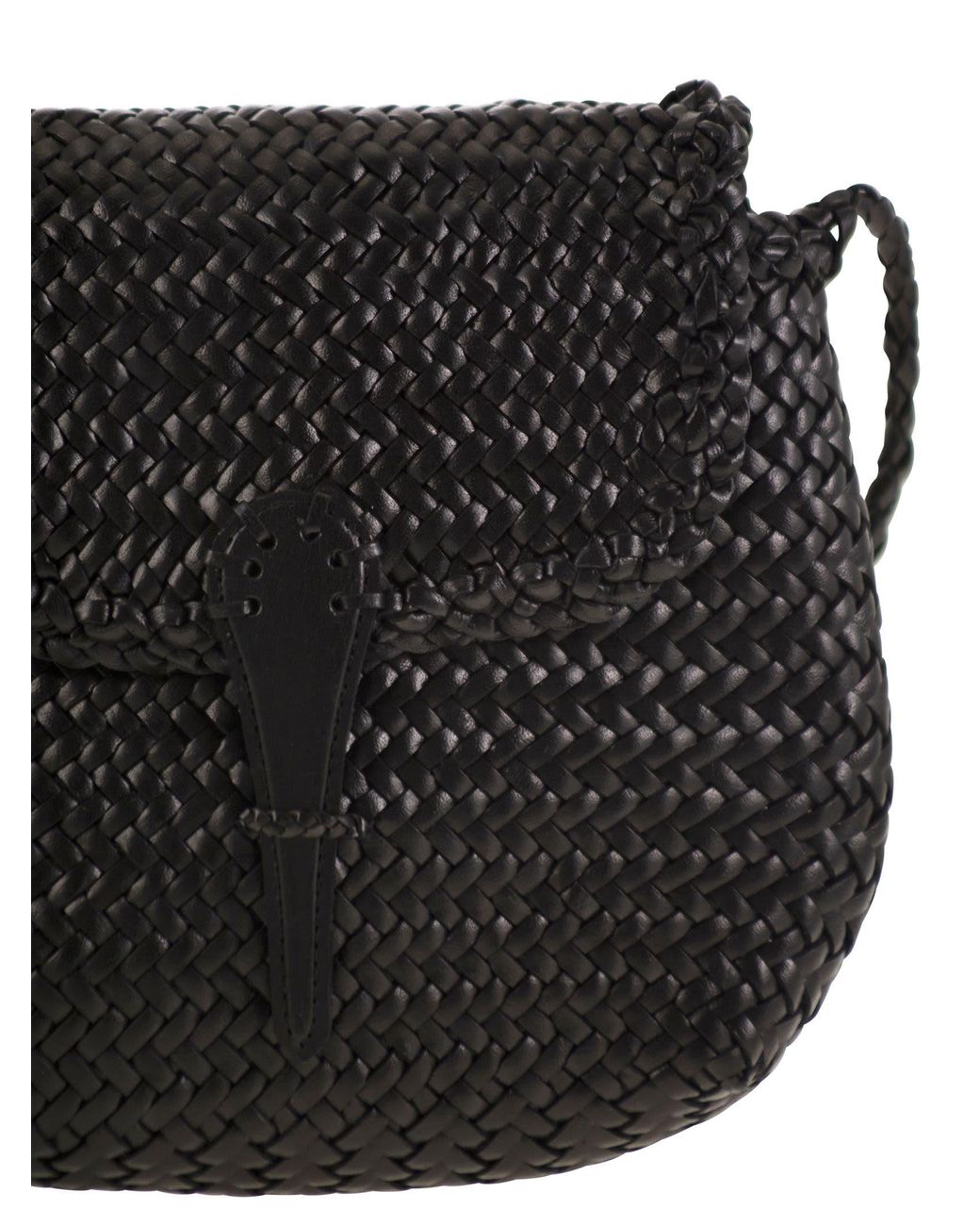 Dragon Black Mini City Bag Woven Leather Bag