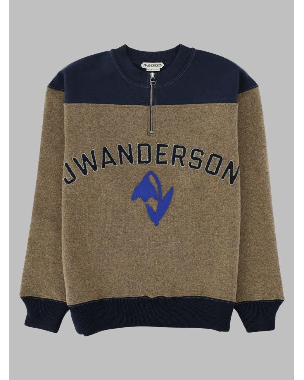 J.W. Anderson Blue Two-Tone Cotton Half-Zip Sweatshirt