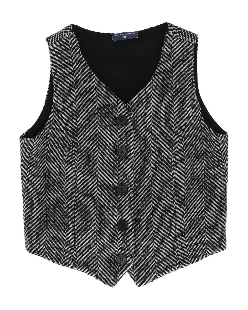Ermanno Scervino Black Gilet Cappotto Chevron