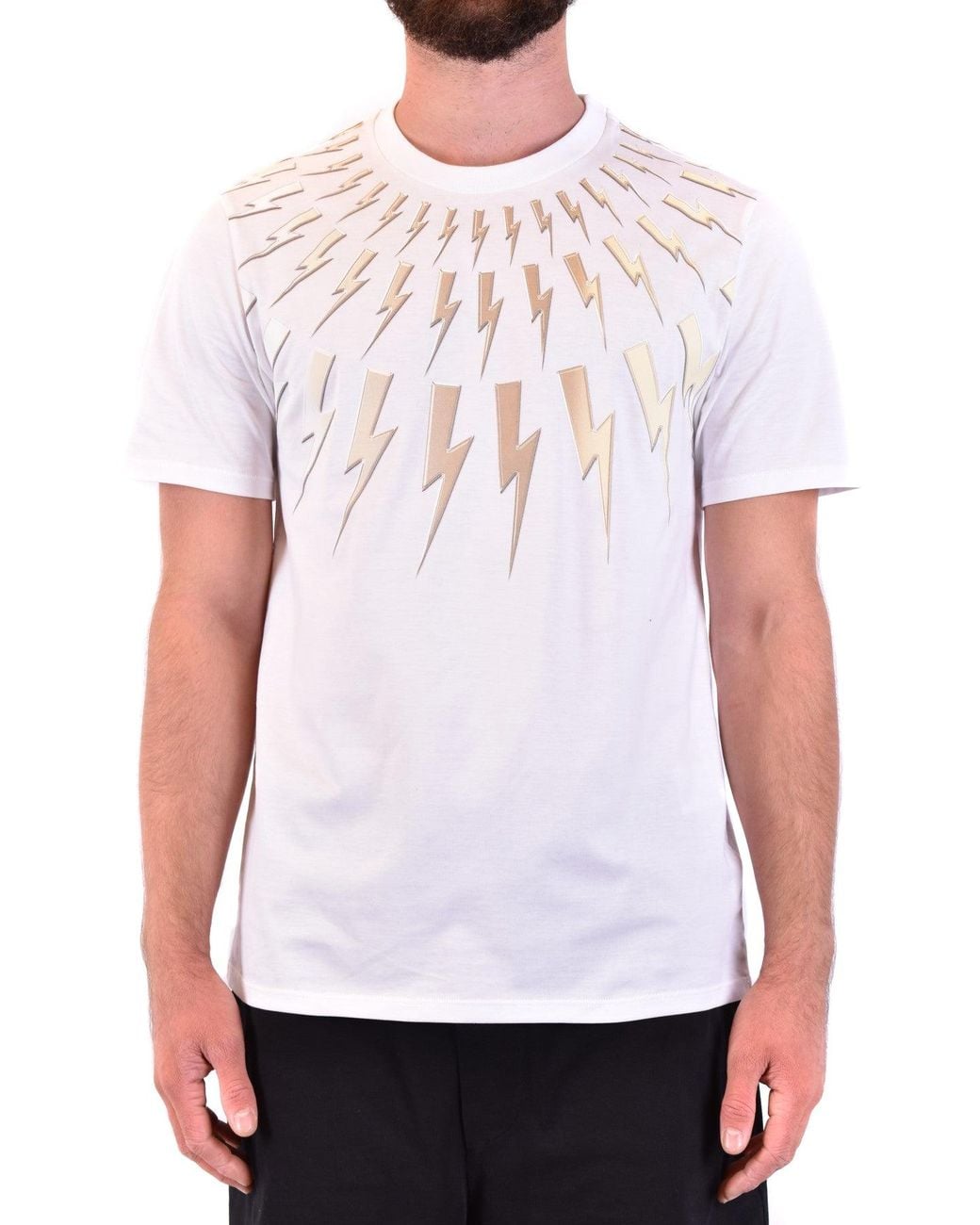 Neil Barrett White Lightning Bolt Graphic Tee for men