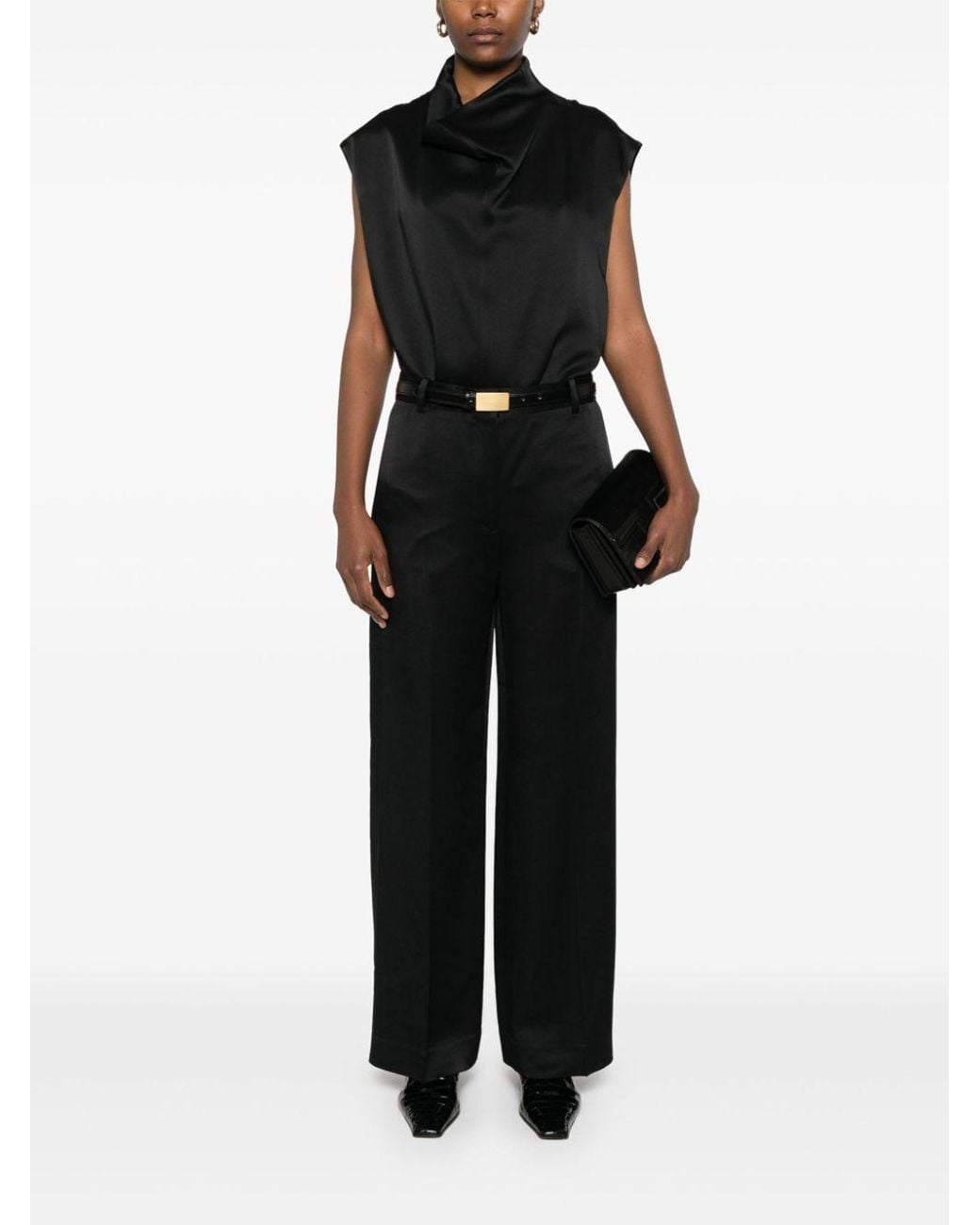 Totême Black Wide-Leg Trousers