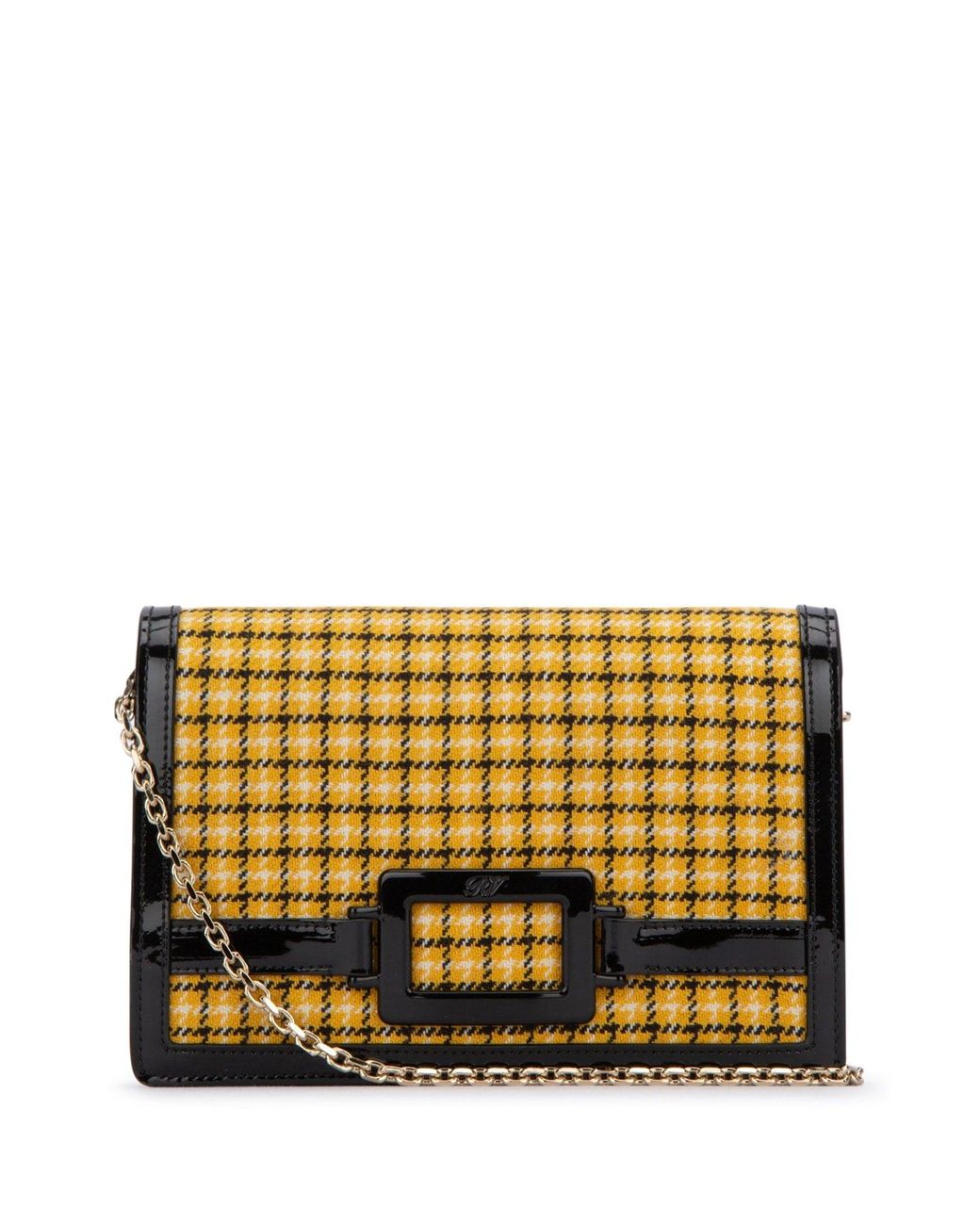 Roger Vivier Yellow Yellwo Check Print Clutch